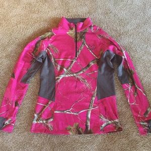 Magenta Real Tree Camo Quarter Zip Pullover